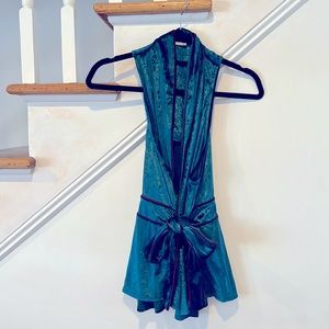 Intimately by Free People deep turquoise sleep or night out plunge neck shirt